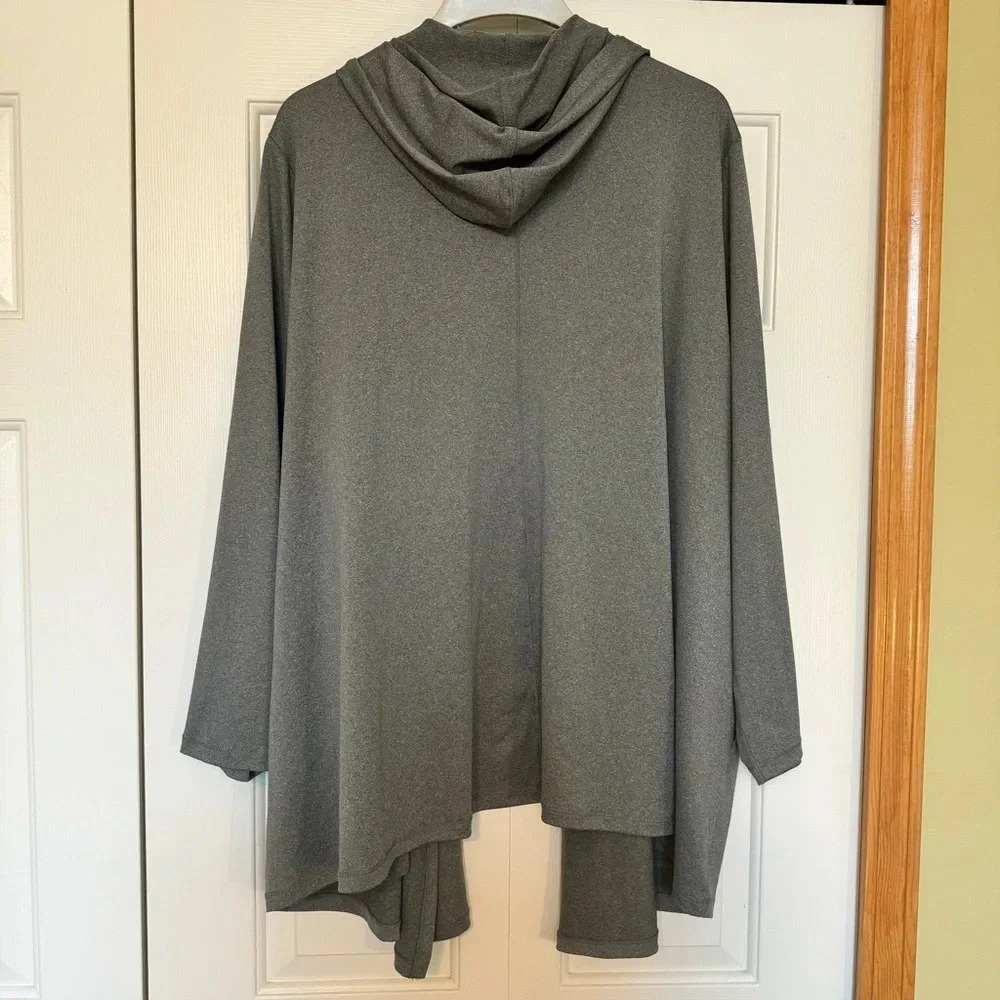 Catherines Grey Open Front Hooded Cardigan‎ - Picture 4 of 9